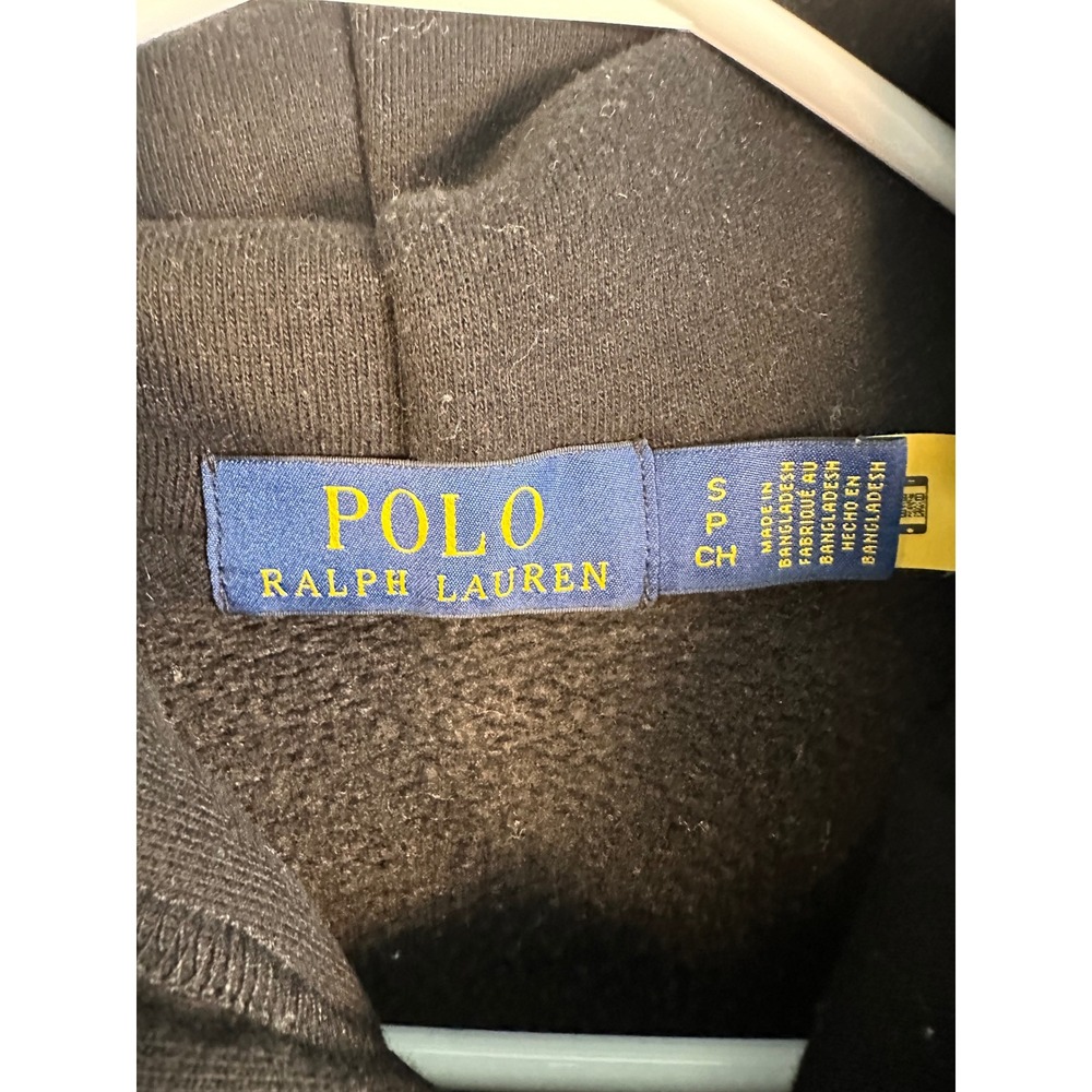 Polo Ralph Lauren Mens Black Fleece Hoodie Red Pony Logo Sweatshirt Small - Picture 2 of 7